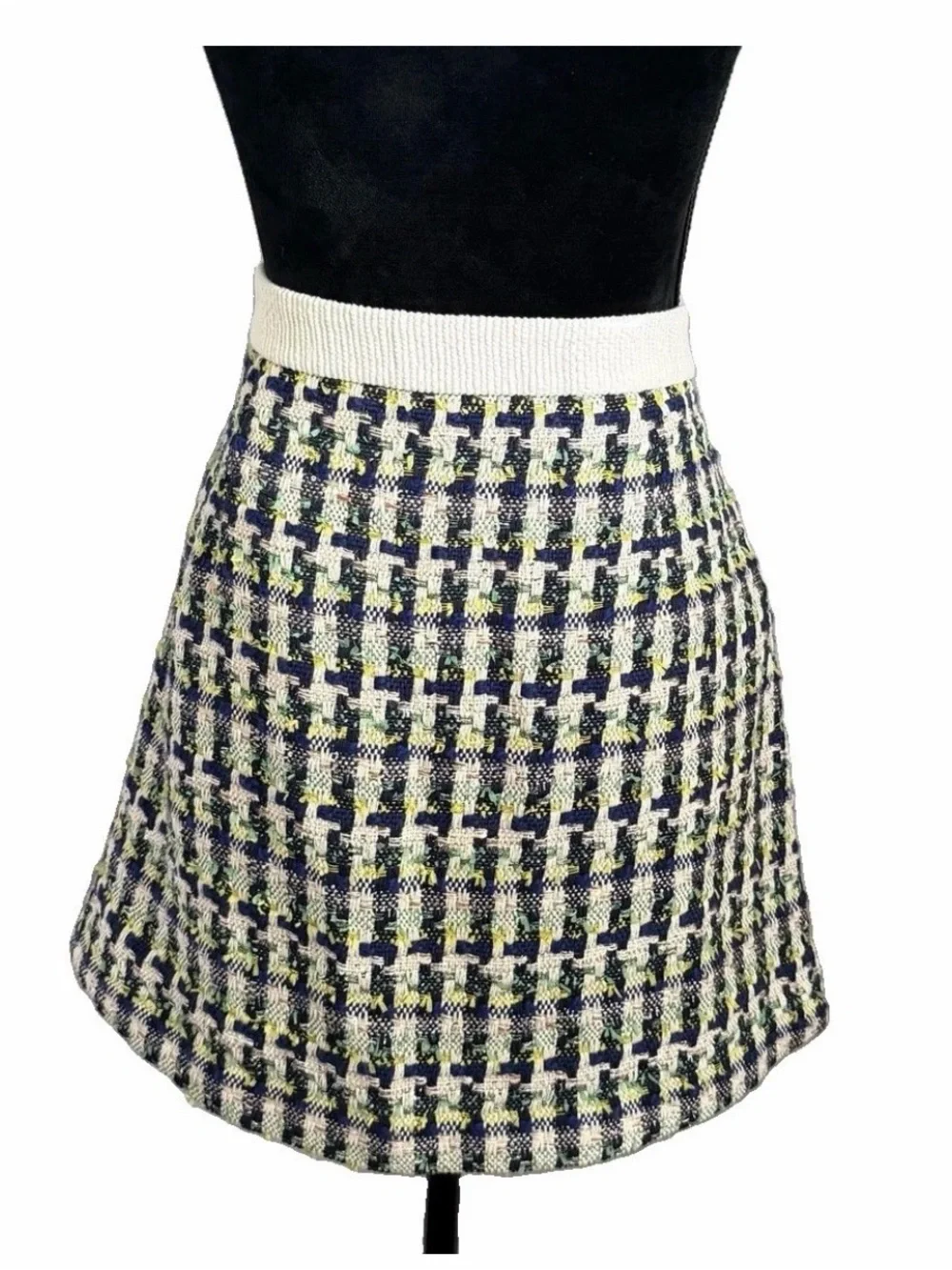 Kate Spade New York Skirt Womens 12 Pop Tweed Multicolor Plaid A-Line Mini Lined